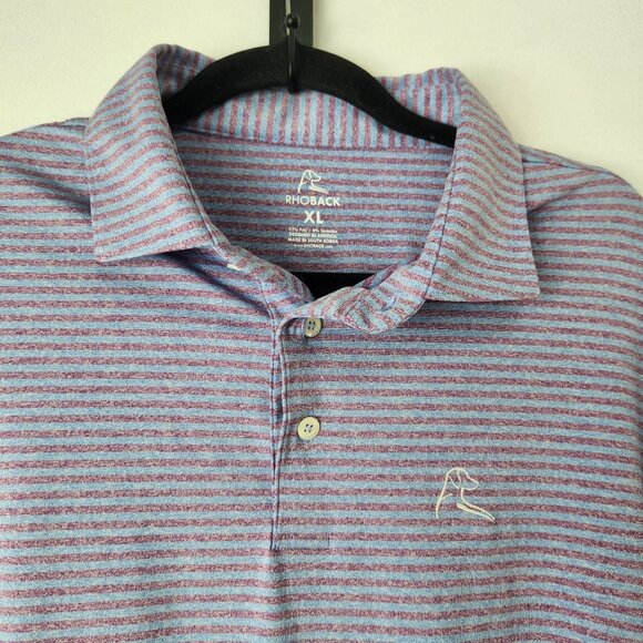 Rhoback Purple Striped Golf Polo Stretch Performance Wear Men's XL - Picture 3 of 8